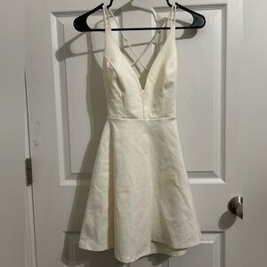 Lulu's Cream A-Line Backless Sundress